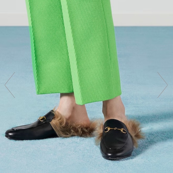 GUCCI Princetown horsebit-detailed shearling-lined leather slippers AUTHENTIC - Picture 6 of 12